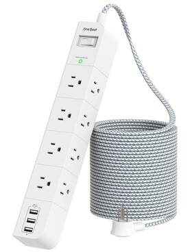Us-ob4u5wm One Beat 15 Ft Extension Cord Power Strip Surge Protector 8 15ft 3a White