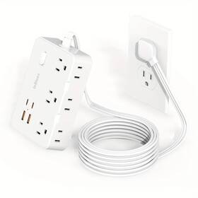 Onestop-stores 313104268222 10-in-1 Surge Protector With 6 Outlets Extender 4 Usb Ports 5ft Power Strip Po