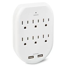100139767 Onn Surge Protector Wall Tap With 6 Ac Outlets And 2 Usb Ports 125 Volts 15 Amps