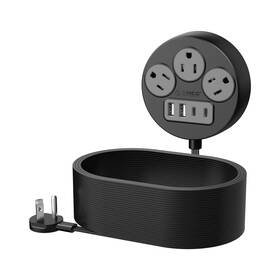 Orico 942227102188 25ft Flat Plug Extension Cord With Usb C Ports Power Strip 3 Outl