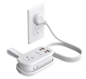 Orico Ap3-3a2u2c-65-jp 65w Gan Travel Power Strip With 7-in-1 Charging Ports 3 Ac White