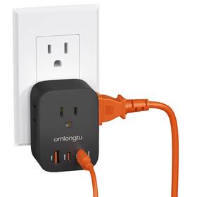 Xr-utu1a2c20 Ornlongtu Multi Plug Outlet Extender Surge Protector Wall Splitter With 3 Electri