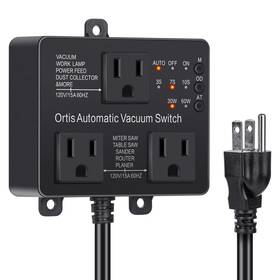 Hvc-03b Ortis Automatic Vacuum Switch With Extra Outlet For Using More Power Tools D
