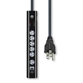 Pd20w Oskos 082721411105 Usb-c Charger Two Usb Ports 1a1c 6 Outlets Power Strip Black