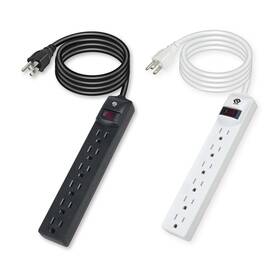 Oskos 082721411358 Power Strip 6 Outlets 6ft Extension Cord Ul Listed 1-black 1-white