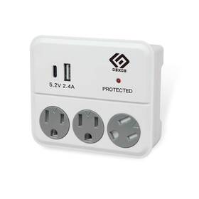 Oskos Ct-057b-3 3 Outlets Wall Outlet With 2.4a Usb Charger 1a1c 1000j Surge Protector Wa