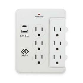 Oskos Ct-082a-1a 6 Outlets Wall Outlet With 2.4a Usb Charger 1a1c 500j Surge Protector Wal