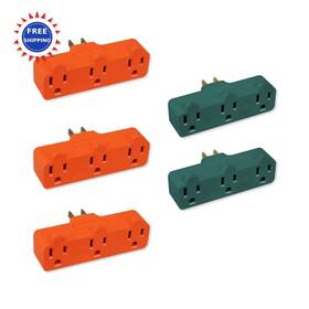 Kab-3fe Oskos Extender Adapter 3 Outlet Heavy Duty Triple Grounding 5 Pack 3-prong