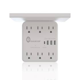 Overtop 653998477196 Power Charger Shelf Wall Outlet Extender Surge Protector With 6 Ac Outlets W