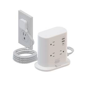 Overtop 653998477202 Tower Power Strip With Surge Protection Flat Plug 7