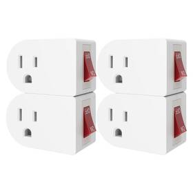 Oviitech 606719354016 4 Pack Grounded Outlet Wall Tap Adapter With On/off Power Switch Single W