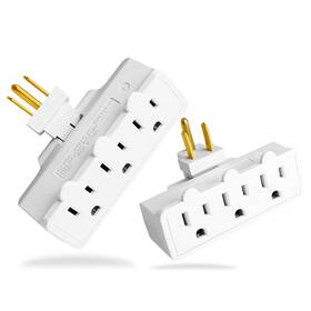 Oviitech 717877562844 3 Outlet Swivel Wall Adapter Grounded 180 Degree Electrical Plug 3-