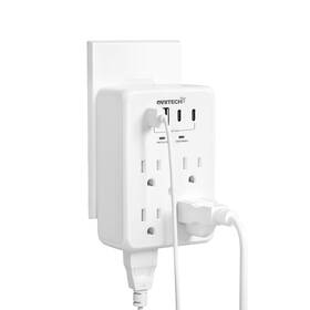 Oviitech 727431638809 Multi Plug Outlet Extender Surge Protector Adapter 6 With 4 Usb Ports