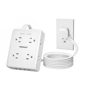Oviitech 727431638854 Surge Protector Flat Extension Cord Power Strip 6ft 8 Outlets With 4usb Port