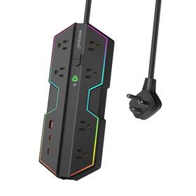 4000j Oviitech 727431638861 Surge Protector Power Strip With Usb Ports 6 Outlets Rgb Lights A