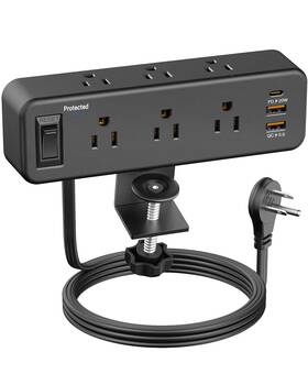 Paewok 616519746928 Desk Clamp Power Strip With Pd 20w Usb C Desktop Edge Mount Surge Protector W