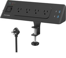Paewok 744759136527 Desk Clamp Power Strip With Usb C Charging Station 4 Outlets Po