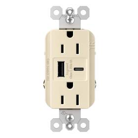 R26usbac6la Pass & Seymour Legrand Radiant 15 Amp Tamper-resistant Decorator Duplex Receptac