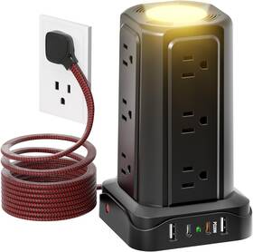 Passus 313110839829 Power Strips With Surge Protection Flat Plug Strip 12 Outlets