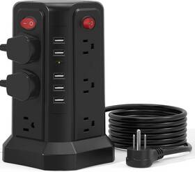 Passus 726084205536 Power Strip Surge Protector 10ft Extension Cord With 12 Ac Multiple Outlets And