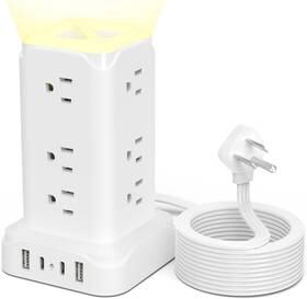 Pd20w Passus 726084950023 Usb C Power Strip Tower With Night Light 6 Feet Surge Protector Str