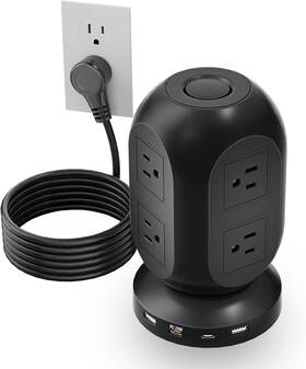 Xt-u25011 Passus Surge Protector Power Strip-surge With Usb Ports 8 Black