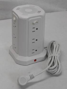 Passus Xt-u3011 Long Extension Cord 10ft 1625w With Multiple Outlets Surge Protector White