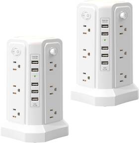 Xyyq-114 Passus Surge Protector Power Strip Tower With 5 Usb Ports And Night Light 10ft Extensi