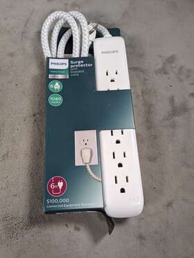 Philips 030878408295 Home Power 6-outlet Ac Surge Protector With 2ft Extension Cord - White