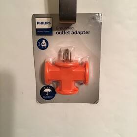 Sps163or Philips 030878573344 Home Power Outdoor 3 Ac Grounded Outlet Adapter Orange Sps163or/37 New