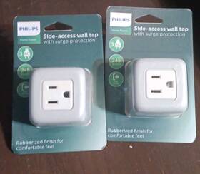 Philips 030878587006 Lot Of 2 3-outlet Grounded Cube Tap With Surge Protection - Gray