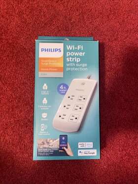 Philips 030878619639 Wi-fi Power Strip With Surge Protection 20617-33 App Controlled Alexa