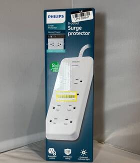2160j Philips 030878778732 8-outlet Surge 8ft Braided Cord Adapter-spaced - White