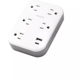 Philips 030878819046 5-outlet Surge Tap With Usb-a Usb-c 900 Joules White Adapter