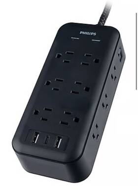 3-usb-c Philips 030878847483 12-outlet Surge Protector 8-ft. New