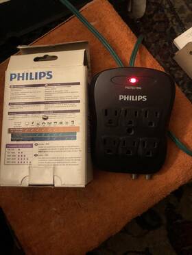 1096-phi34 Philips Ssp5065c Surge Protector For All Ac 6 Outlets Phone Coax In/ The Box