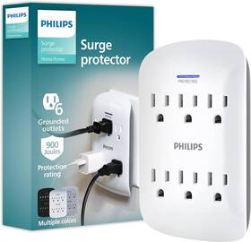 Philips 445008973971 6-outlet Extender Surge Protector Wall Tap 900 Joules 3-prong Space Philips 445008973971 6-outlet Extender Surge Protector Wall Tap 900 Joules 3-prong Space