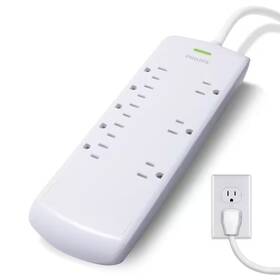 Philips 445012488423 8-outlet Power Strip Surge Protector With 8 Ft. Extra-long Cord In White