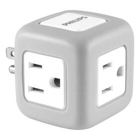 Philips 445045279241 10-pack 3-outlet Cube Tap Surge Protector 245 Joules Gray Space Saving