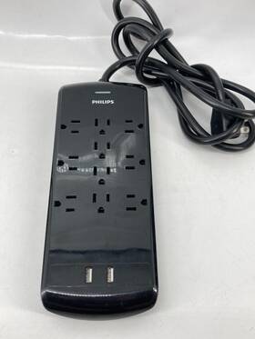 53263699 Philips 10-outlet 2 Usb Port Surge Protector With 6ft Extension Cord Black