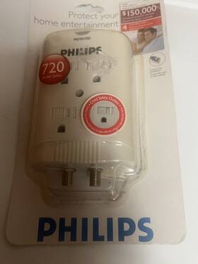 Philips 609585136571 Phillips Surge Protector With Coaxial Cable Protection For Home Entertainment