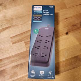 8028 Philips Adapt 8-outlet Surge Protector Power Strip 8ft Braided Cord Black