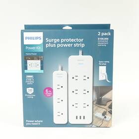 88396078 Philips Surge Protector Plus Power Strip 2 Pack Usb Charging 6ft