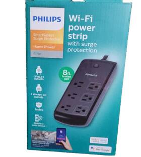 441-446 Philips N/441-446 Wi-fi Power Strip With Surge Protection 8 Ft Cord Mobile Or Voice New