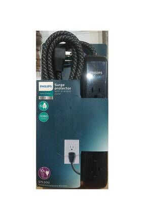 Spc3064bgt1 Philips Spc3064bgt1/37 10 Ft. 6-outlet 1080j Surge Protector Power Strip Extension Cord Black