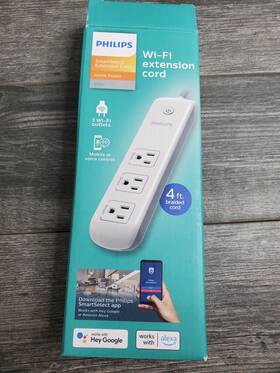 Spc9034wb Philips 4ft 3-outlet Extension Cord With 3 Wi-fi Outlets - White