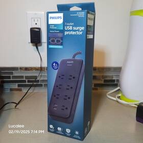 Spp3433b Philips Spp3433b/37 7 Outlet 2 Usb Surge Protector - Black 4ft. Braided Cord Grounded