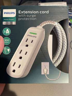 Spp3433bb Philips Spp3433bb/37 Phillips Home Power 8 Foot Extension Cord With Surge Protector 3 Port