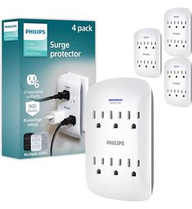 Spp3466wa Philips Spp3466wa/37 Surge Protector 6 Ac Outlet 900 Joules Protection Home Power
