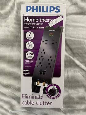 Spp5075b Philips Spp5075b/17 Surge Protector Home Theatre 7-outlet 2160 Joules 4ft Cord